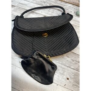 Vintage Handbag Coblentz Original Black Nylon With Coin Purse - made in France